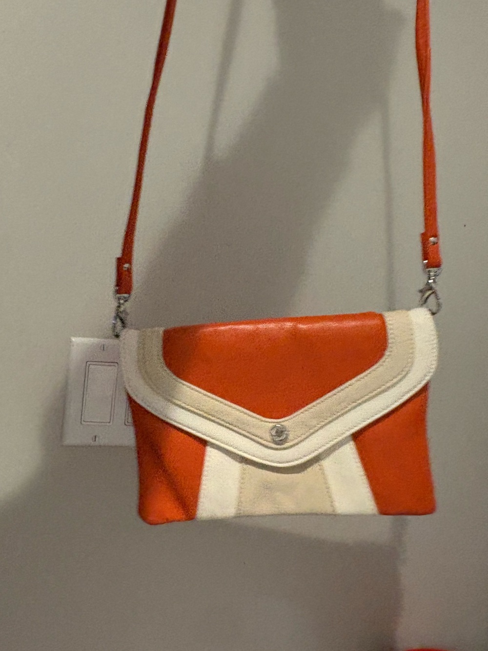 Orange and Cream Crossbody Clutch Bag